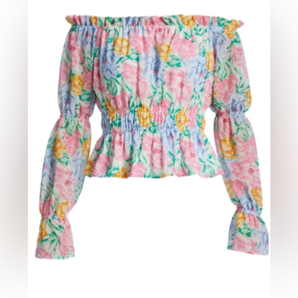 NWT WAYF Off the Shoulder Floral Watercolor Top | Large - Picture 2 of 8